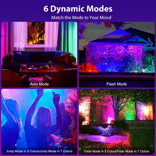 Vista 4 de Olafus Luz de inundación LED de 30 W para exteriores, equivalente a 300 W, 2700 K, luz blanca cálida RGB que cambia de color, luces de inundación al