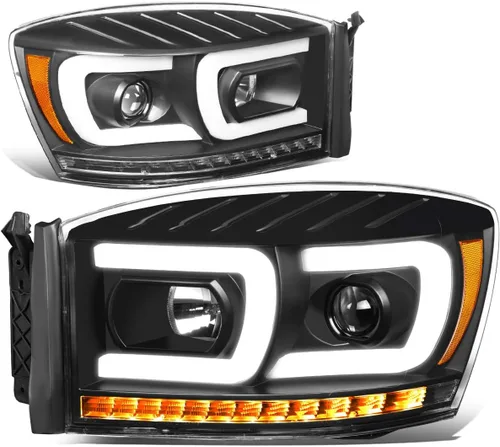 Vista 12 de DNA MOTORING HL-HPL-RM06-G2-BK-CL1 Faros proyectores de secuencia de señal LED 3D dual DRL Compatible con Dodge Ram 1500 modelos 2006-2008/Dodge Ram