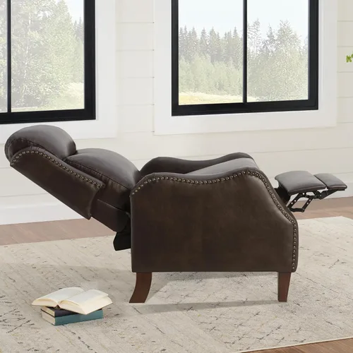 Vista 7 de KISLOT Sillón reclinable de cuero sintético con decoración de remaches, sofá individual para sala de estar y dormitorio