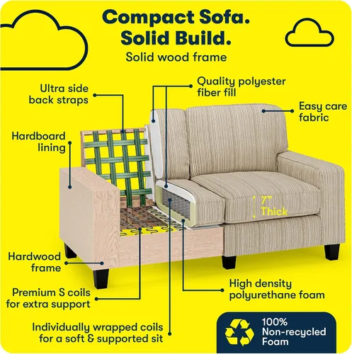 Vista 5 de Serta Palisades Sofás Tapizados para Sala, Sofá de Diseño Moderno, Tela, Beige