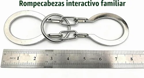 Vista 3 de MAGIKON Tradicional Brain Teaser, rompecabezas de herradura de metal clásico (plata, normal)