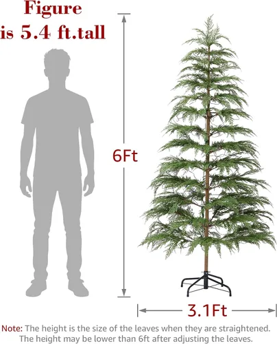 Vista 4 de BOLUO Árbol de Navidad de 6 pies con luces, árbol de ciprés artificial