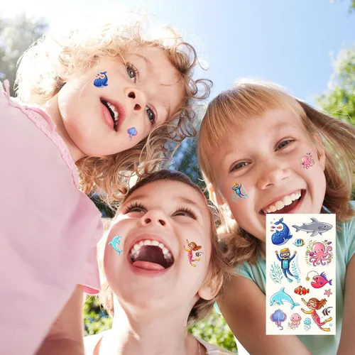 Vista 5 de Tatuajes temporales impermeables para niños – 350 piezas Animales, insectos y animales marinos Hojas de tatuaje temporales para niños Recuerdo