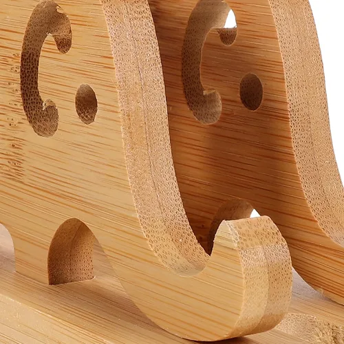 Vista 3 de UKCOCO Soporte de almohada de bambú de madera para teléfono Soporte de teléfono de elefante Soporte de teléfono Base de soporte de teléfono de bambú