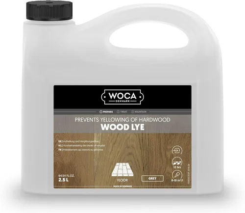 Vista 2 de WOCA Denmark Wood Lye - Tinte escandinavo para madera clara para blanquear y efecto madera flotante, gris, 2.5 L, reduce el amarillamiento en madera