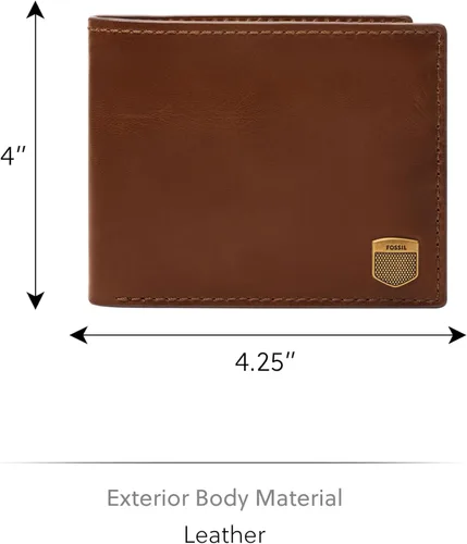 Vista 6 de Fossil Ryan - Cartera plegable de piel con bloqueo RFID y ventana de identificación abatible para hombre