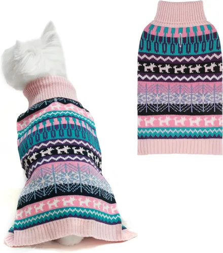 Vista 26 de Suéter Mihachi para perro - Ropa de abrigo de invierno con tiras coloridas para clima frío