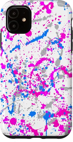 Vista 8 de iPhone 16 Rosa + Azul + Gris Blanco Patrón de salpicaduras de pintura