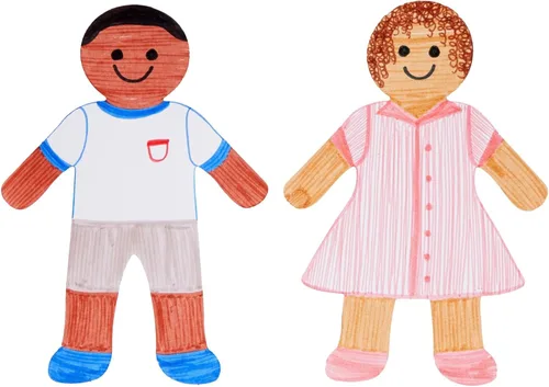 Vista 5 de Juvale Paquete de 48 recortes para muñecas de papel para niños y niñas, color blanco, 250 GSM, niños de 5.88 x 9 pulgadas y niñas de 5.88 x 8.7