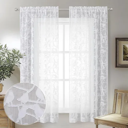 Vista 36 de OVZME Anji Clip Voile Sheer Tiers RD 2X30X36 Negro