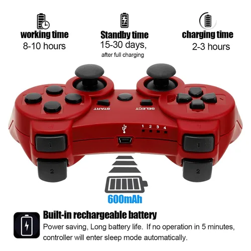 Vista 19 de Ceozon PS3 Controller Wireless 2 Pack Gamepad Compatible for PS3 Remote Joystick with Charging Cables Black and Black