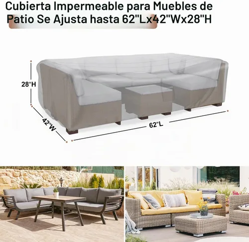 Vista 2 de Cubiertas impermeables para muebles de patio al aire libre 62" L×42 Negro
