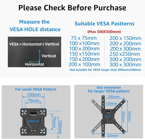 Vista 3 de MOUNTUP Soporte de pared para TV de movimiento completo y soporte universal para barra de sonido MU9122-A Bundle