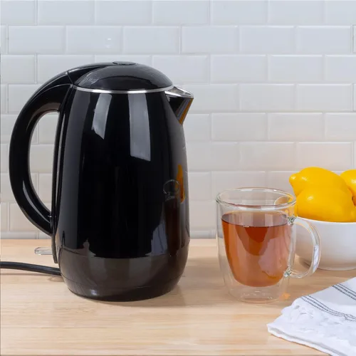 Vista 6 de Hervidor eléctrico – Calentador de agua de ebullición rápida con apagado automático con interior de acero inoxidable y construcción de doble pared