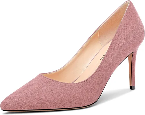 Vista 12 de Castamere Zapatos de tacón alto básicos para mujer, sin cordones, puntiagudos, tacón de aguja de 3.3 in charol leopardo beige