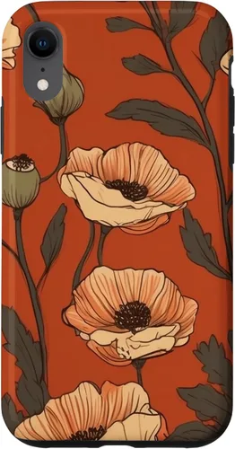 Vista 24 de iPhone 16 Floral Pattern Poppies Terracotta Poppy Flower Case