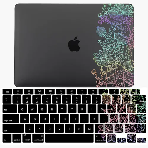 Vista 9 de IVY Funda para MacBook Old Air 13 2010-2017 Modelo A1369 A1466 Carcasa rígida para portátil [Flash Negro Transparente] [Cubierta de teclado] - LT11