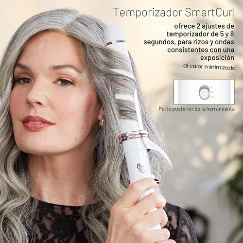 Vista 4 de T3 CurlWrap Automatic Rotating Curling Iron with Longer Barrel, 2 Timer Settings, 9 Heat Settings, Auto-Rotating Ceramic Barrel and Ion Generator