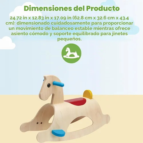 Vista 2 de PlanToys® Caballo mecedor de madera clásico Palomino para niños pequeños