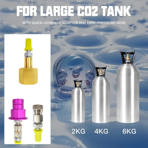 Vista 4 de Adaptador de CO2 para máquina de soda con manguera de 60 pulgadas, conector de tanques de CO2 para fabricante de soda lleno directamente de tanque