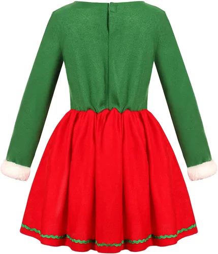 Vista 3 de Disfraz de elfo navideño para niños, conjunto de vestido de elfo de Navidad