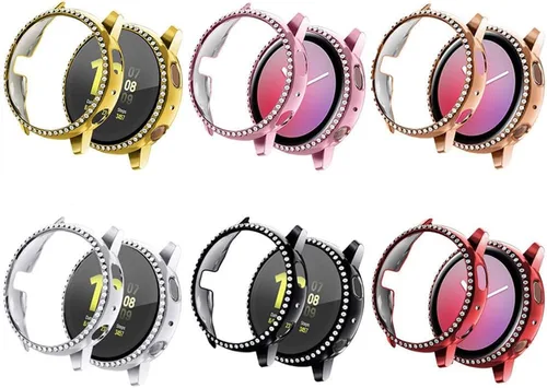 Vista 10 de FitTurn Funda protectora brillante compatible con Samsung Galaxy Watch Active2 de 1.575 pulgadas, 1.732 pulgadas, protector de placa de diamantes