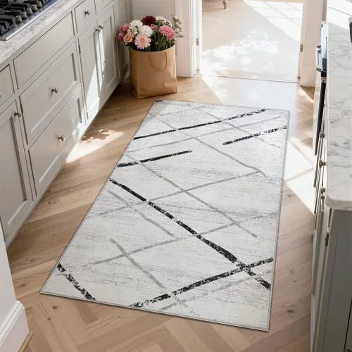 Vista 266 de jinchan Alfombra marroquí de pasillo 2x6 - Alfombra de pasillo lavable a máquina para cocina, alfombra moderna geométrica suave de pelo bajo