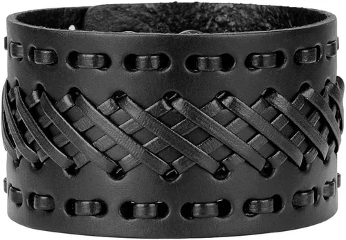 Vista 17 de Jeilwiy Pulseras de cuero punk para hombres, pulseras hechas a mano, brazalete ancho, joyería trenzada, color negro y marrón, ajustable, regalos