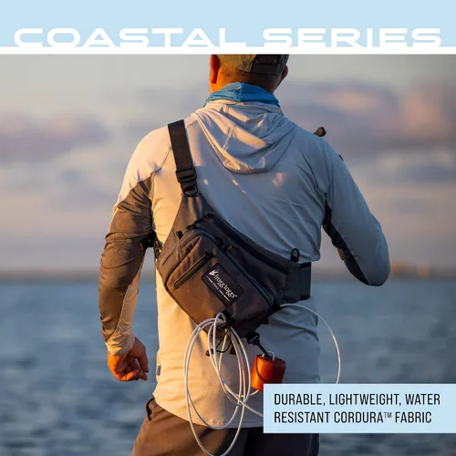 Vista 4 de FROGG TOGGS Flat Sling Pack, bolsa de almacenamiento de aparejos manos libres fácil con soporte de varilla integrado