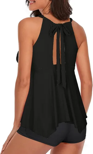 Vista 2 de Urchics Traje de baño tankini modesto para mujer, con control de abdomen, dos piezas