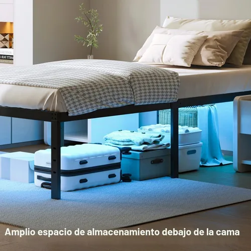 Vista 3 de YORMDMO Marco de Cama King, Marco de Cama de 14 Pulgadas con Luces LED, Marco de Cama de Plataforma de Metal King, Fácil Montaje, No Necesita