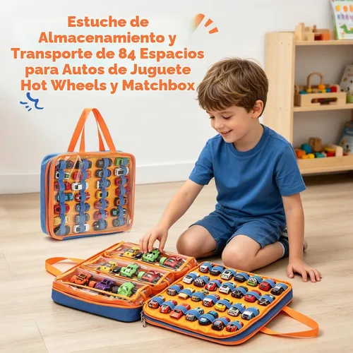 Vista 2 de 84 Slots Toy Car Storage Carrying Case for Hot Wheels & Matchbox Cars