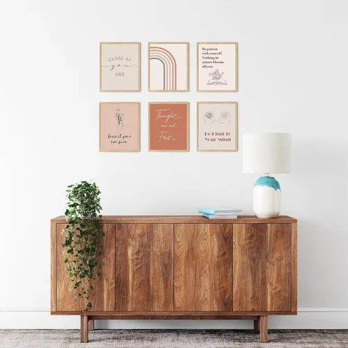 Vista 5 de TwoDays Decoración bohemia de oficina, carteles de afirmación positiva para aula, citas de terapia para mujeres, arte de pared inspirador bohemio