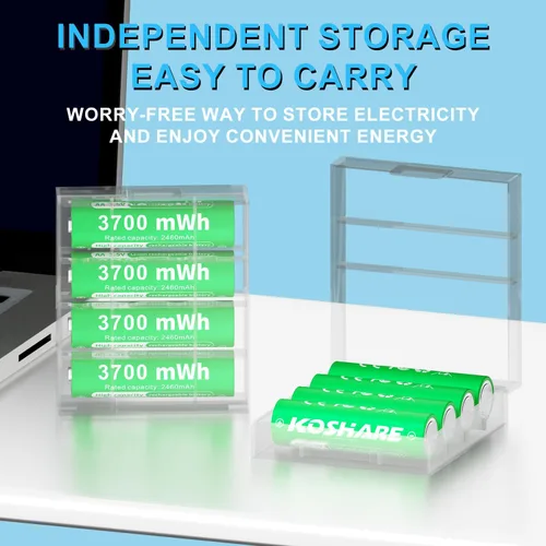 Vista 6 de Batería recargable AA de litio con 2 cajas de plástico, paquete de 8 baterías AA de 1.5 V 3700 mWh, batería de iones de litio doble A a prueba