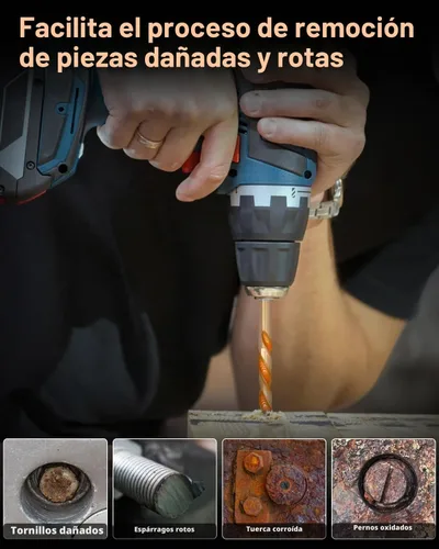 Vista 3 de Juego de extractores de tornillos fáciles de sacar de 14 piezas y juego de brocas para mano izquierda