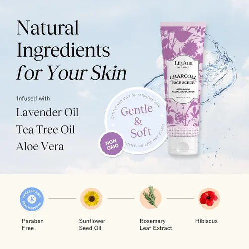 Vista 3 de LilyAna Naturals Exfoliante facial de carbón, exfoliante facial, exfoliante de microdermoabrasión, productos para el cuidado facial de la piel