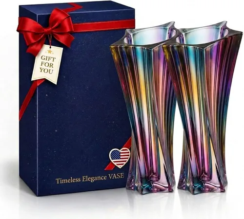 Vista 17 de Jarrones de vidrio para flores, jarrones modernos gruesos de 3.5 libras para mesas centros de mesa para decoración del hogar, florero de cristal