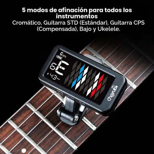 Vista 6 de Cherub WST-905Li - Afinador de guitarra recargable con clip, 4 modos de visualización, ± 1 centavo de alto grado de precisión, 5 modos de afinación