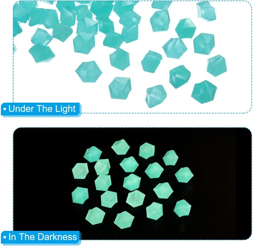 Vista 4 de MECCANIXITY 100 piezas de piedras brillantes de 0.39 a 0.59 pulgadas (0.394-0.591 in) para decoración en la oscuridad, piedras luminosas, decoración