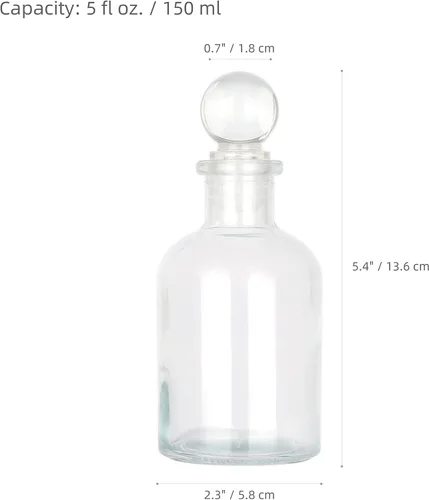 Vista 2 de Magic Season Botella de vidrio decorativa - 5 fl oz. botella redonda (1 juego con tapón de vidrio)