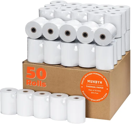 Vista 21 de MUNBYN 2 1/4" x 50' Papel Térmico para Recibos (5 Rollos), Papel de Recibo de 58mm Libre de BPA Se Adapta a Todas las Mini Impresoras Térmicas POS