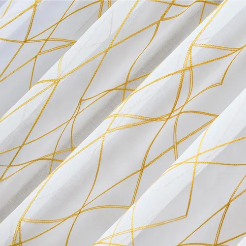 Vista 3 de No. 918 Petra Geometric Embroidery Semi-Sheer Rod Pocket Curtain Panel, Gray, 50" W x 96" L (1 Panel)