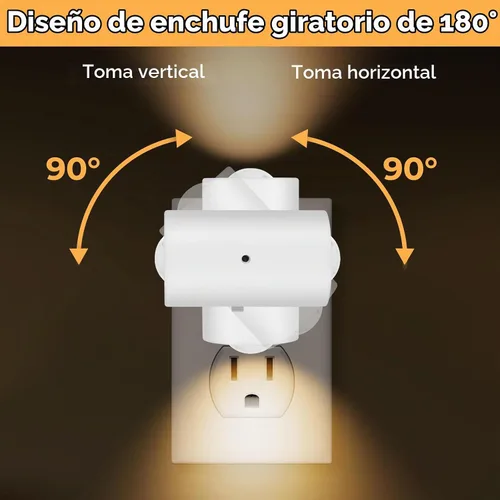 Vista 3 de Luces nocturnas LED enchufables a la pared, paquete de 4 regulables con sensor de atardecer a amanecer, blanco cálido de 2700 K, luz nocturna