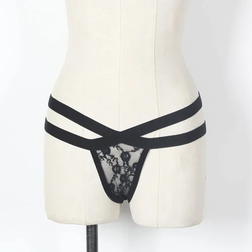 Vista 3 de Tanga sexy para mujer, traviesa para sexo, bragas con tiras recortadas en T, ropa interior con arneses de bondage, lencería atrevida
