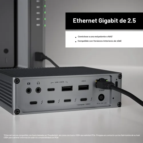 Vista 4 de CalDigit TS5 - Estación de acoplamiento Thunderbolt 5 - 15 puertos, carga dedicada del host de 140W, Thunderbolt 5 de 80 Gb/s x4, USB-C de 10 Gb/s