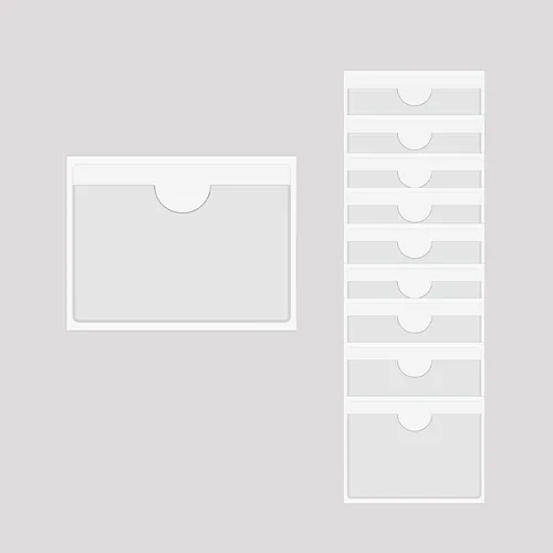 Vista 10 de Fundas adhesivas transparentes, de plástico, autoadhesivas, para tarjetas de índice, planificadores, armarios, estantes (1.18 x 3.74 pulgadas), 20