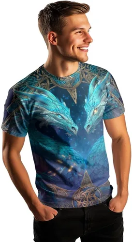Vista 3 de Camiseta unisex impresa en 3D Cool Vikings Tattoo de mitología nórdica