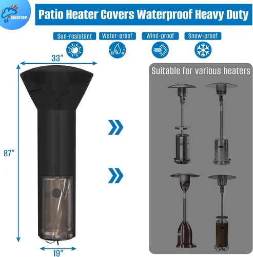 Vista 3 de SIRUITON Fundas para calentador de patio, 420D para exteriores con película transparente, cremallera y bolsa de almacenamiento y a prueba de polvo