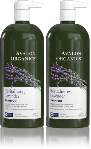 Vista 11 de Champú revitalizante de lavanda Avalon Organics, para cabello suave, brillante y agradable al tacto para cabello normal a seco, 11 onzas fluidas