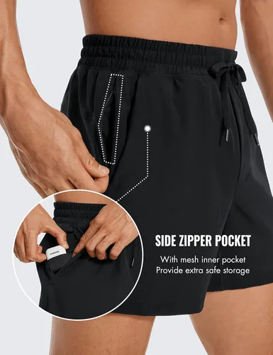Vista 5 de CRZ YOGA Pantalones cortos de entrenamiento sin forro para hombre, ligeros, de secado rápido, para correr, deportes, gimnasio, con bolsillos